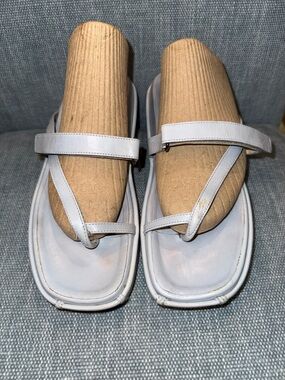 Vintage Prada Style Light Blue Gray Strappy Sandals